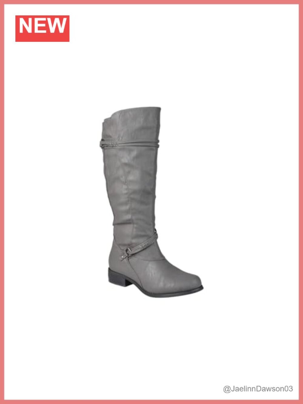 Faux Leather Knee-High Riding Boots Stacked Heel Zip Equestrian